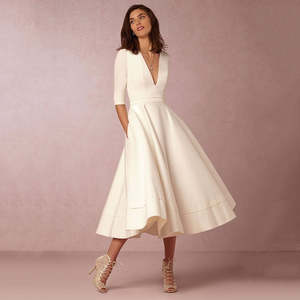 Fab Ur Sophisticated Elegance: V-neck Dresses - Retro 60s Swing Sleeve