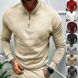 Midnight Crew: Solid Color Zipper Sweatshirt Men's Autumn And Winter Fleece-lined Long Sleeve Tops