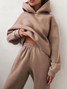 Midnight Crew: Women's Casual Hooded Sweater Two-piece Suit Clothes Hoodie Tracksuit