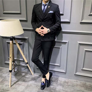 Suit Men''s Suit Slim Fit Korean Business Leisure Double Breasted Sing&hellip;