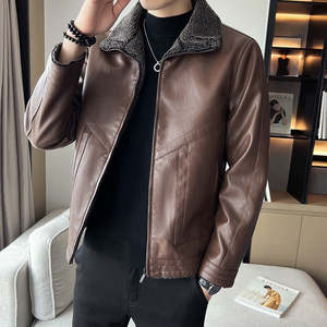 Menswear: Velvet Padded Plus Size Men's Leather Jackets