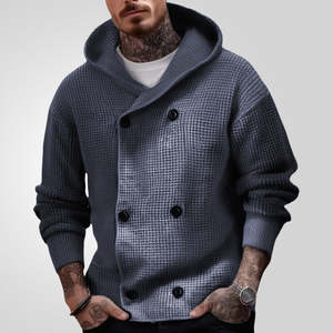 Menswear: Double Breasted Thickened Hooded Sweater Coat