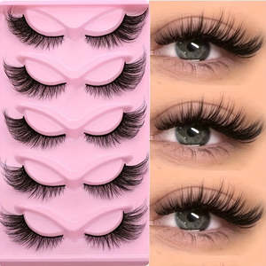15Pairs Cat Eye Eyelashes 3D Natural False Lashes Fluffy Soft Cross Clear Band L&hellip;