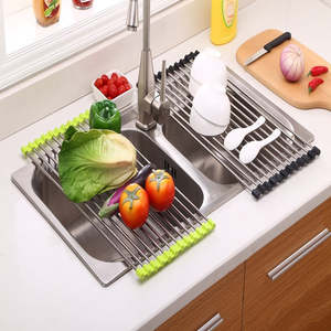 Homeware: Folding Kitchen Drain Sink Rack Stainless Steel