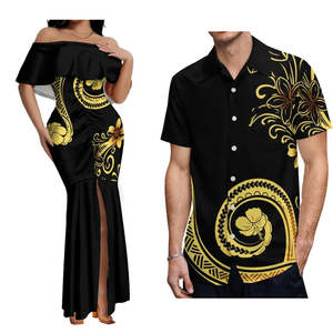 Elegant Off-The-Shoulder on Fishtail Skirt with Matching Men Shirt