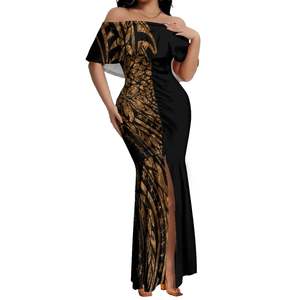 Pacific Island Art Women's Dresses Polynesia Hawaii Retro Style Off Shoulde&hellip;
