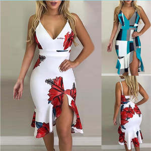 New Arrivals: Collage halter irregular skirt dresses