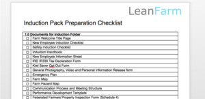 People: LeanFarm Induction Pack Preparation Check List