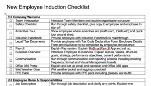 New Employee Induction Checklist