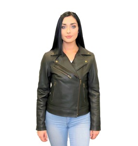 Motorcycle Jacket Motorcycle Leather Jacket with Armours: Ladies Classic Black Motorcycle Leather Jacket - Leather Direct