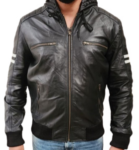 Hooded Leather Jacket - Leather Direct