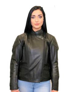 Motorcycle Jacket Motorcycle Leather Jacket with Armours: Womens Stretch Motorcycle Leather Jacket - Motorcycle Leather Jackets
