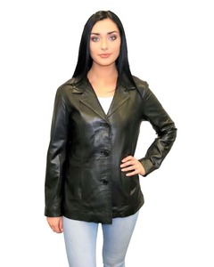 Fashion Leather Jackets: Women'sÂ Button Leather Blazer Jacket - Ladies Leather Blazers NZ