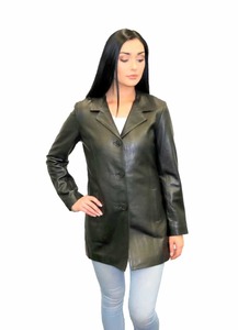 Women's Black Leather Blazer - Genuine Leather Blazer for Women