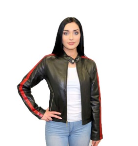 Women's Black/Red Leather Jacket - Ladies Genuine Leather Jackets NZ