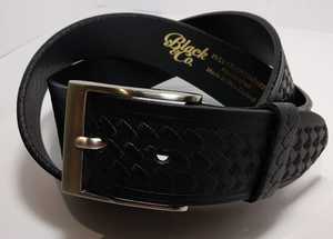 Domed Jean Leather Belt Black Thatched - Leather Direct