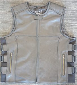 Leather Vests For Men - Motorcycle Leather Vest - Thick Leather Vest: Perforated Leather Vests - Genuine Black Leather Vests for Mens