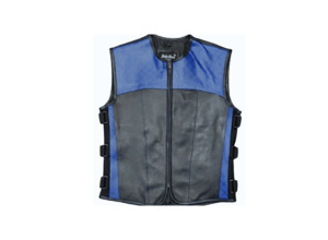 Leather Vests For Men - Motorcycle Leather Vest - Thick Leather Vest: Swat Style Leather Vest Blue - Leather Direct