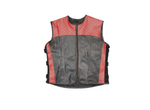 Swat Style Leather Vest Red - Leather Direct