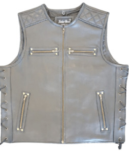 Leather Vests For Men - Motorcycle Leather Vest - Thick Leather Vest: Cowhide Leather Vest - Black Zip Leather Vest - Genuine Leather