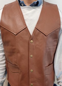 Leather Vests For Men - Motorcycle Leather Vest - Thick Leather Vest: Brown Side Seam Leather Vest - Leather Direct