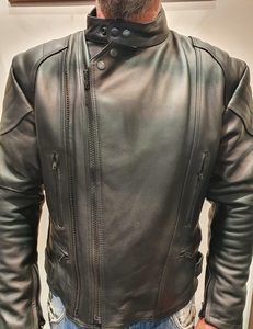 Stretch Motorcycle Leather Jacket with Armours - Men's Riding Jacket NZ
