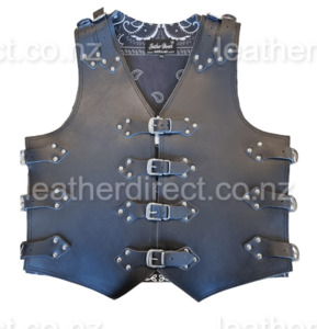 Leather Vests For Men - Motorcycle Leather Vest - Thick Leather Vest: Thick Black Buckle Vest - Best Motorcycle Leather Vests for Men