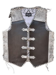 White and Black Snake Print Leather Vest - Leather Direct Vest NZ