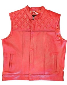 Leather Jean Red Vest - Leather Direct