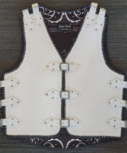 White/Black Crocodile Print Leather Vest - Leather Direct