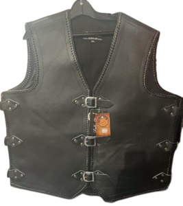 Leather Vests For Men - Motorcycle Leather Vest - Thick Leather Vest: Black Leather Vest with Wide Back - Leather Direct Leather Vests