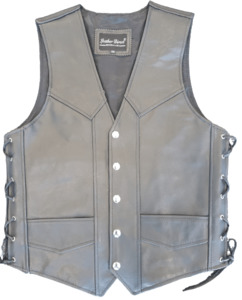 Leather Vests For Men - Motorcycle Leather Vest - Thick Leather Vest: Genuine Leather Vests with Side Laces - Leather Direct Vests
