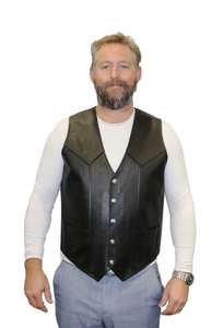 Side Seam Leather Vests - Genuine Cowhide Leather Vests