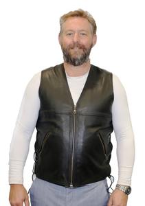 Leather Vest - Men's Leather Vests - Genuine Zipper Leather Vest