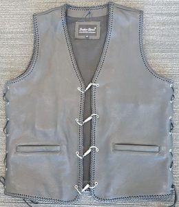 Bullet Vest With Black Braid - Leather Direct
