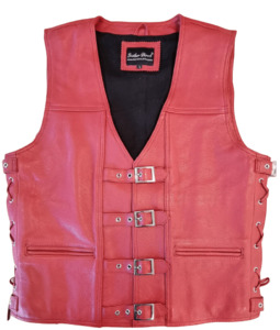 Leather Vests For Men - Motorcycle Leather Vest - Thick Leather Vest: Men's Red Leather Vest - Motorcycle Leather Vest for Men & Women NZ