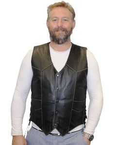 Leather Vests For Men - Motorcycle Leather Vest - Thick Leather Vest: Leather Vest With Rub Off Effect - Genuine Leather Vest