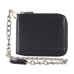 Mens Zip-around Leather Wallet With Chain