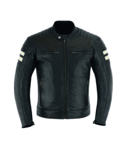 Men's Fashion Leather Jackets Formal Leather Jacket Casual Leather jacket: Distressed Black Motorcycle Jacket with Amour - Leather Direct
