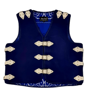 Products: Thick Leather Vest with White Buckles – LeatherDirect