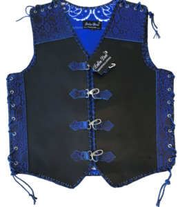 Products: Blue & Black Snake Print Leather Vest – LeatherDirect