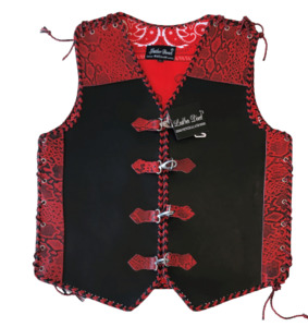 Products: Red & Black Snake Print Leather Vest – LeatherDirect