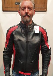 Products: Black/Red Motorcycle Jacket MC 409 – LeatherDirect