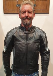 Products: Black/Silver Motorcycle Leather Jacket MC 409 – LeatherDirect