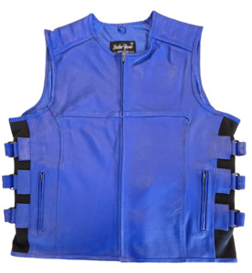 Products: Blue Black Leather Vest – LeatherDirect