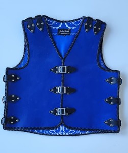 Products: Blue Leather Vest with Black Straps – LeatherDirect