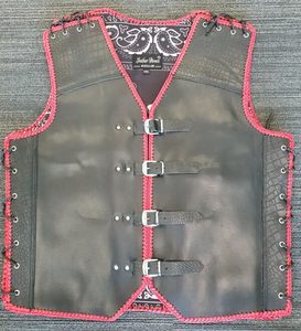 Crocodile Printed Leather Vest with Red Braid – LeatherDirect