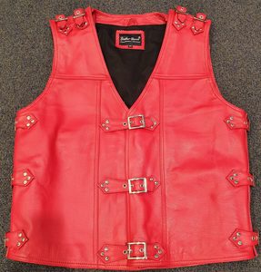 Products: Red Leather Vest with Buckles – LeatherDirect