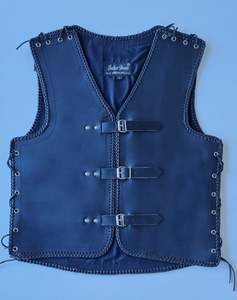 Products: Thick Leather Vest with Black Braids – LeatherDirect