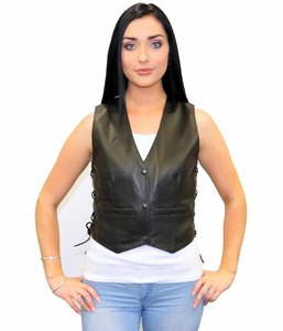Products: Ladies fitted black vest – LeatherDirect